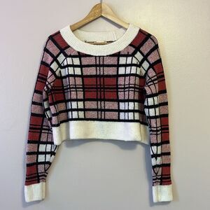 Altar'd State Red and White Plaid Sweater